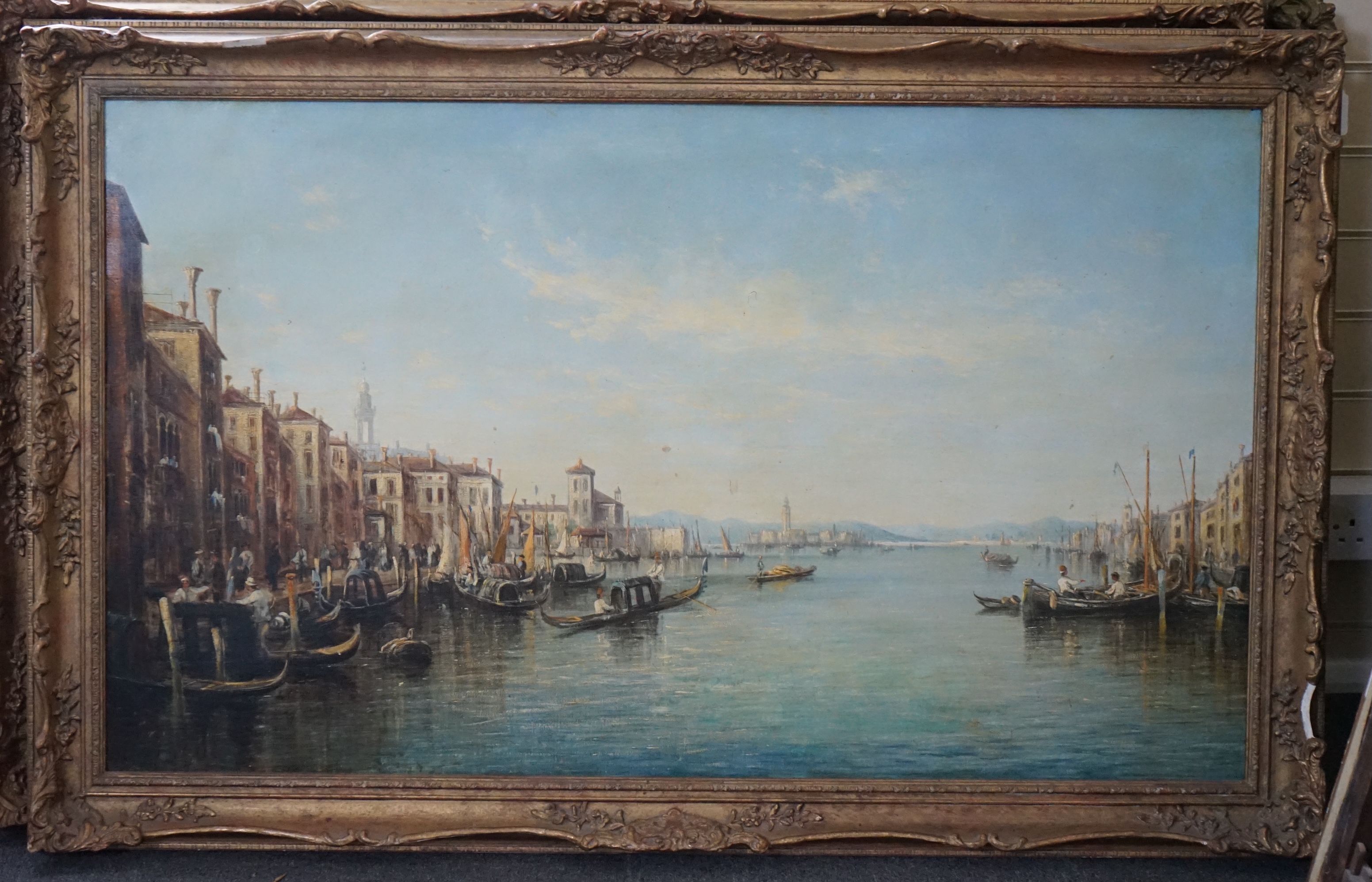 Follower of Alfred Pollentine (English, 1836-1890), The Entrance to the Grand Canal, Venice, oil on canvas, 73 x 125cm